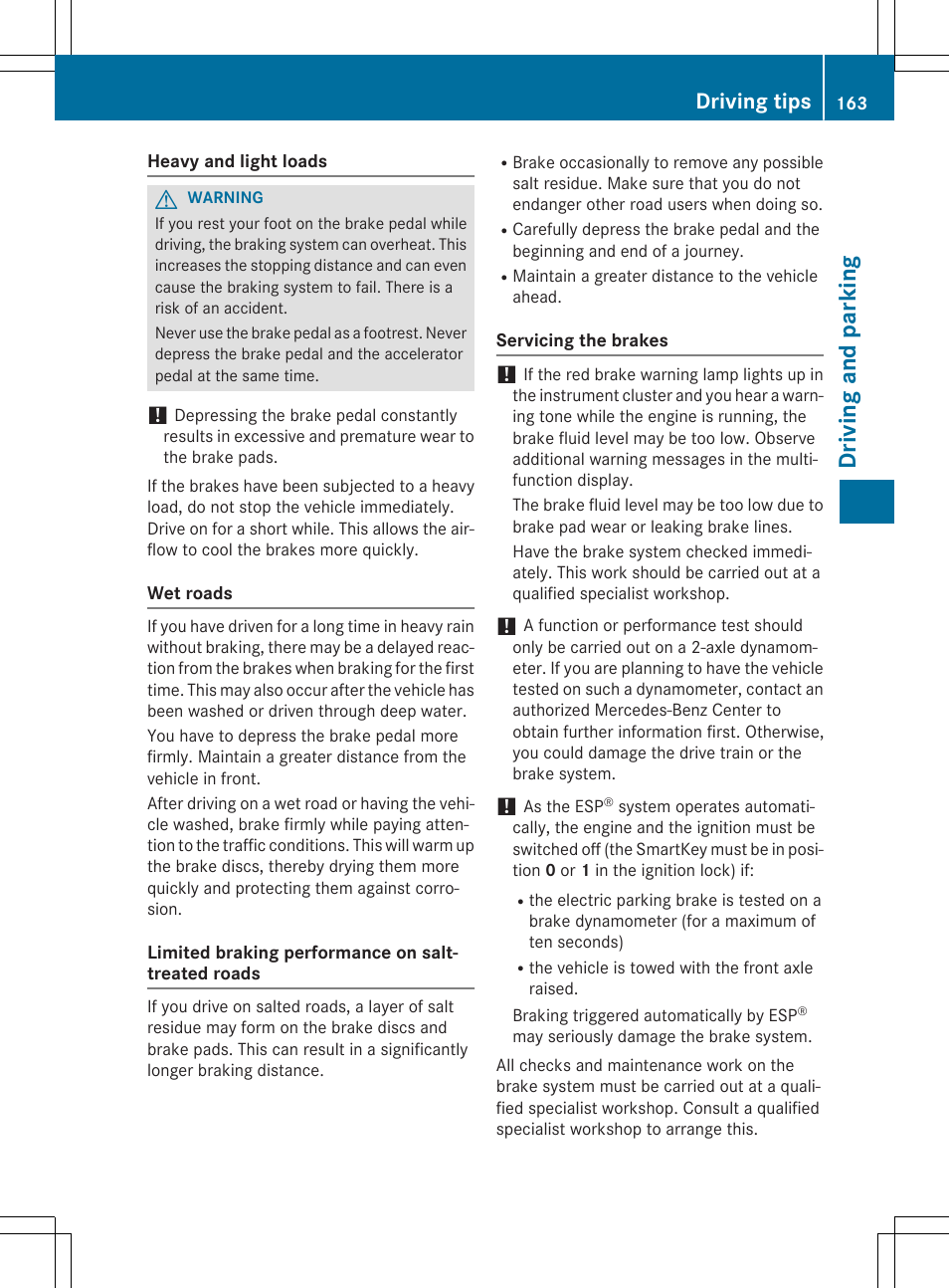 Driving and parking, Driving tips | Mercedes-Benz CLA-Class 2014 Owners Manual User Manual | Page 165 / 358