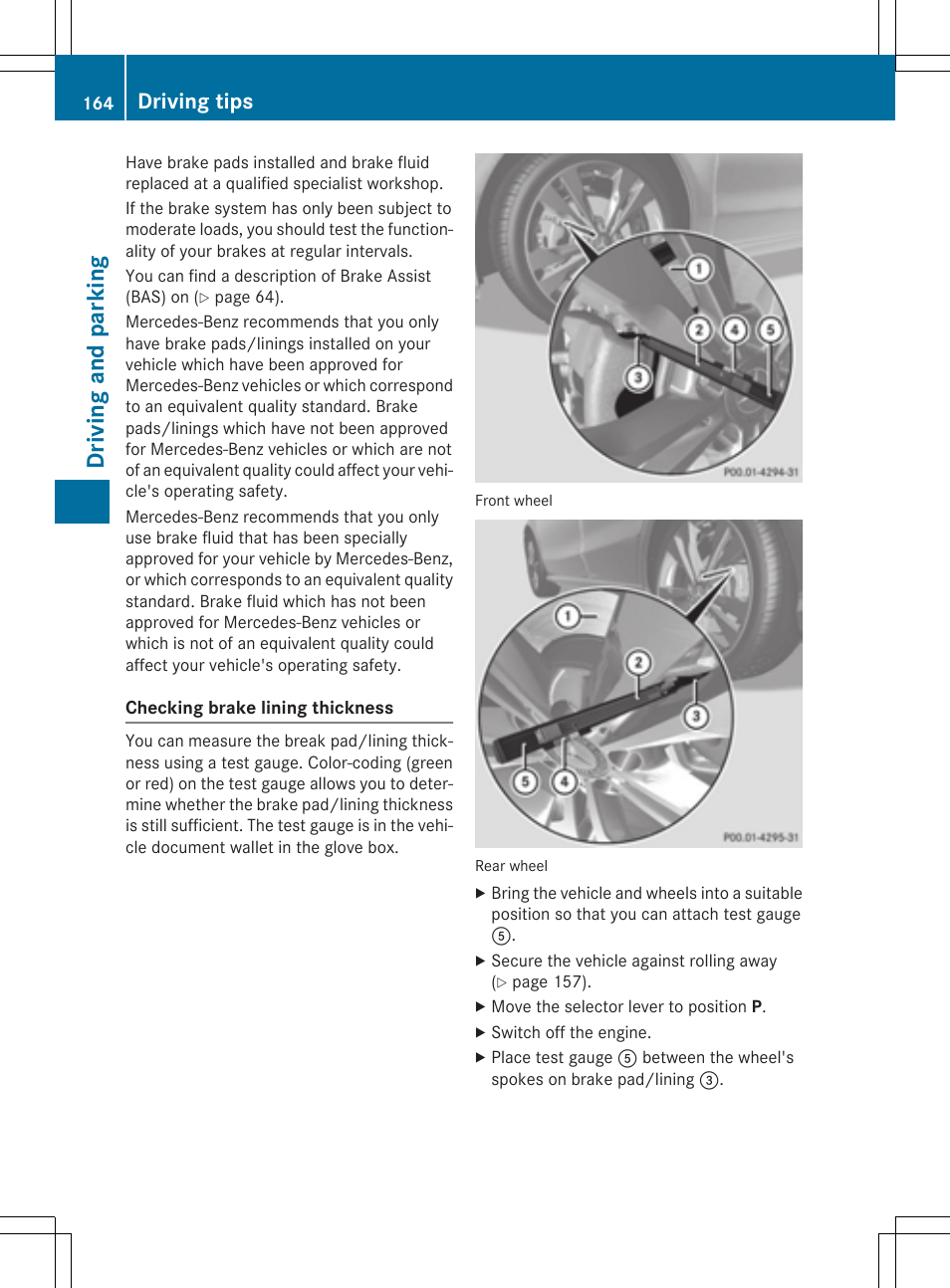 Dri vin g and parking, Driving tips | Mercedes-Benz CLA-Class 2014 Owners Manual User Manual | Page 166 / 358