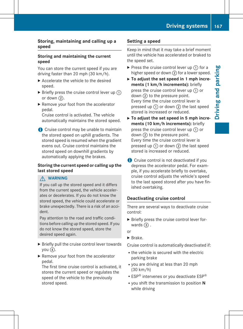 Driving and parking, Driving systems | Mercedes-Benz CLA-Class 2014 Owners Manual User Manual | Page 169 / 358