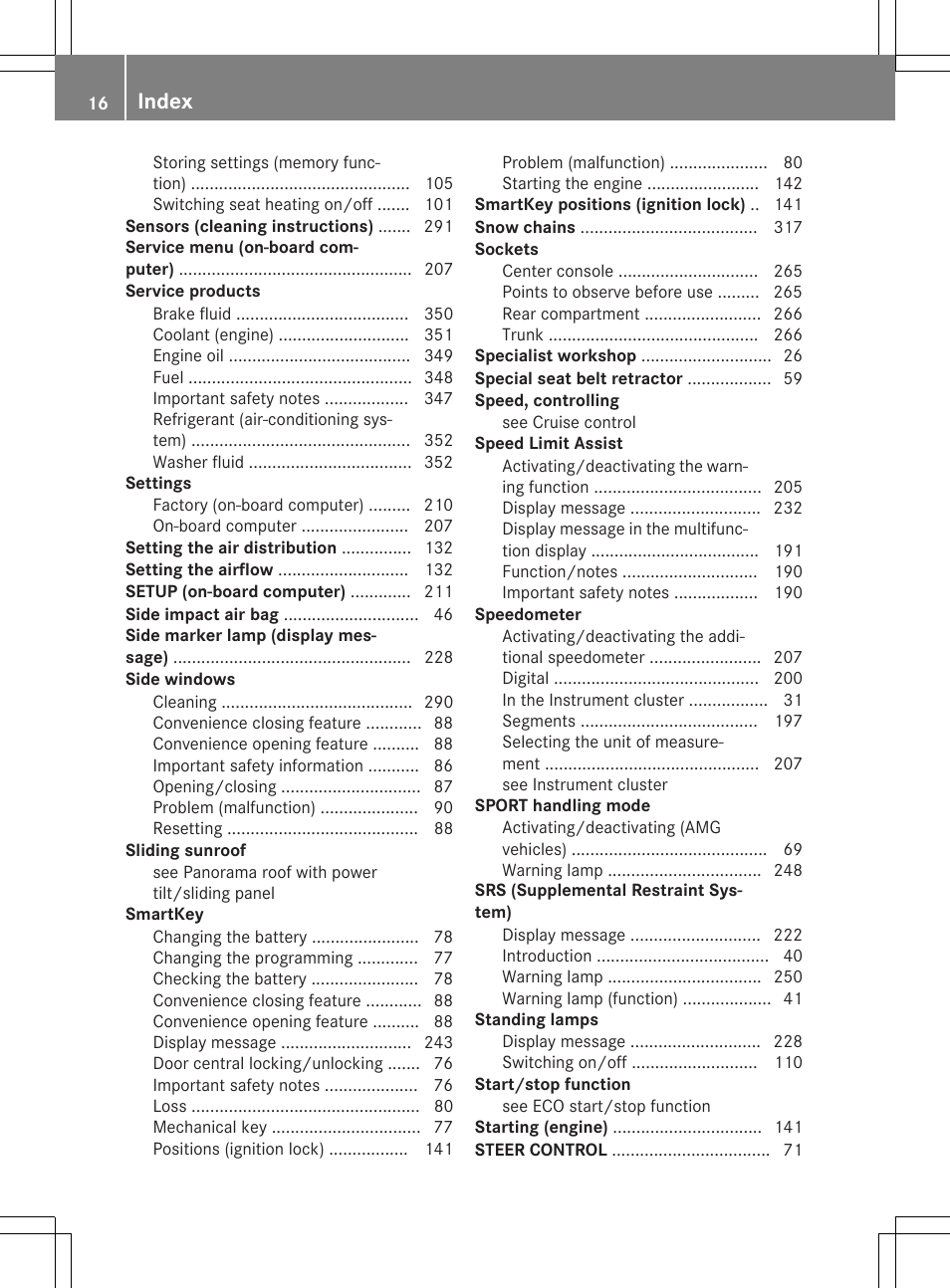 Index | Mercedes-Benz CLA-Class 2014 Owners Manual User Manual | Page 18 / 358