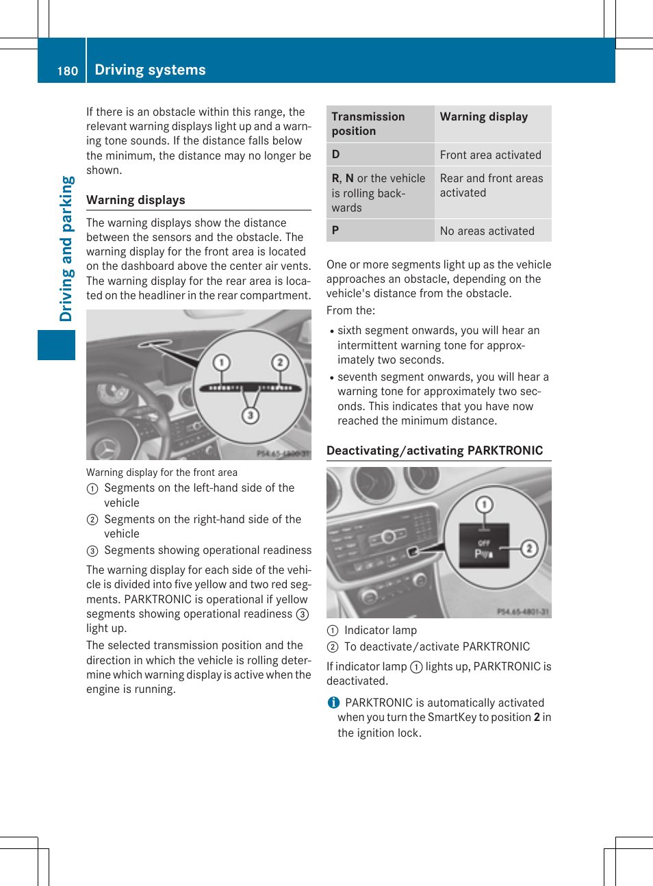 Driving and parking, Driving systems | Mercedes-Benz CLA-Class 2014 Owners Manual User Manual | Page 182 / 358