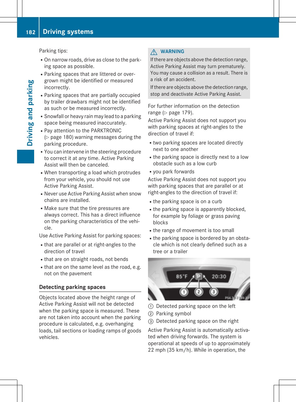 Driving and parking, Driving systems | Mercedes-Benz CLA-Class 2014 Owners Manual User Manual | Page 184 / 358