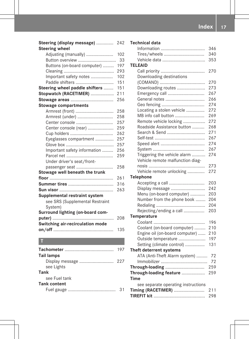 Index | Mercedes-Benz CLA-Class 2014 Owners Manual User Manual | Page 19 / 358