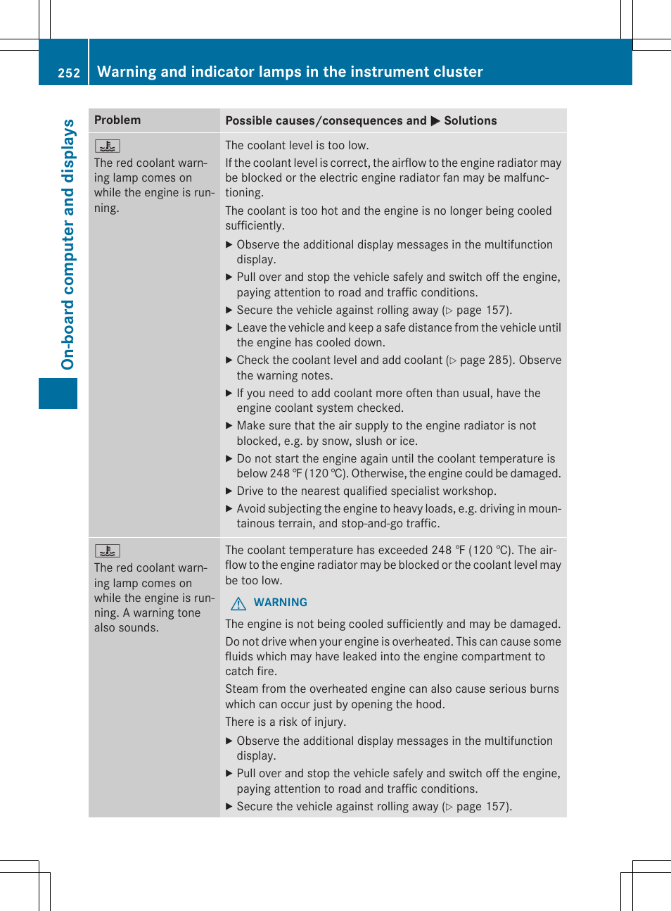 On-b oard comput er and display s | Mercedes-Benz CLA-Class 2014 Owners Manual User Manual | Page 254 / 358