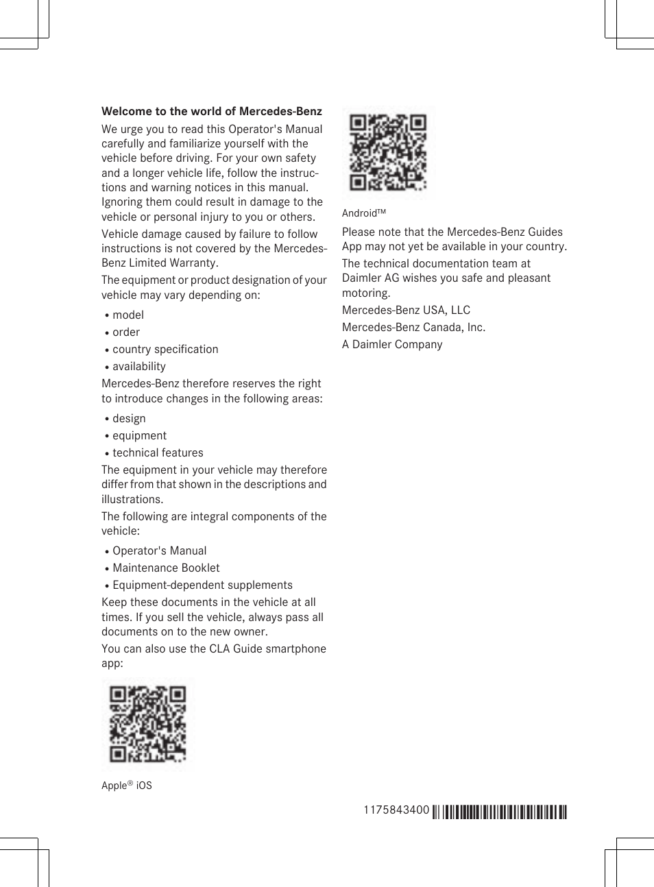 6515522113_buchblock | Mercedes-Benz CLA-Class 2014 Owners Manual User Manual | Page 3 / 358