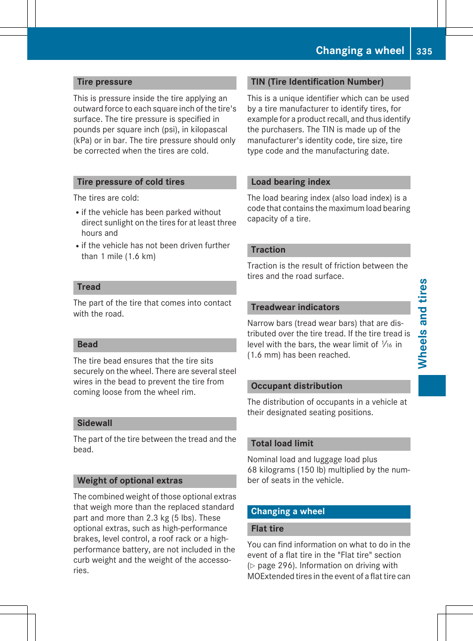 Wh eels an d tire s, Changing a wheel | Mercedes-Benz CLA-Class 2014 Owners Manual User Manual | Page 337 / 358