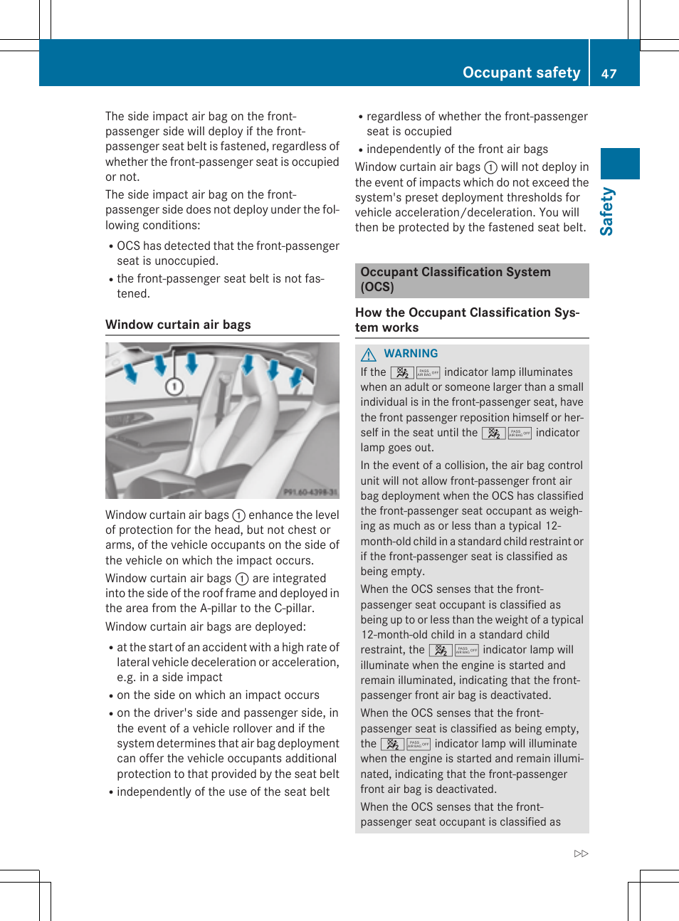 Safety, Occupant safety | Mercedes-Benz CLA-Class 2014 Owners Manual User Manual | Page 49 / 358