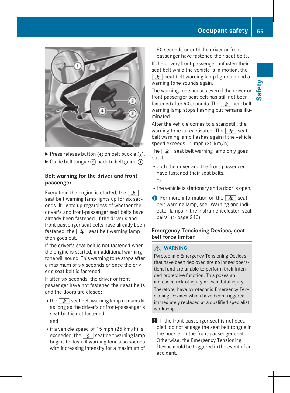 Safety, Occupant safety | Mercedes-Benz CLA-Class 2014 Owners Manual User Manual | Page 57 / 358