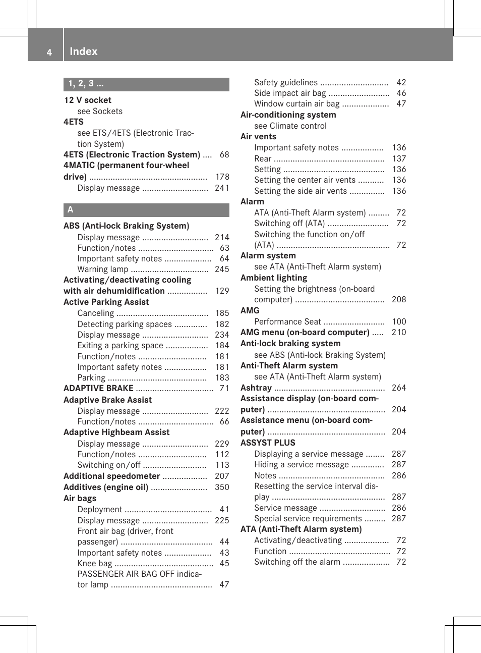 Index | Mercedes-Benz CLA-Class 2014 Owners Manual User Manual | Page 6 / 358
