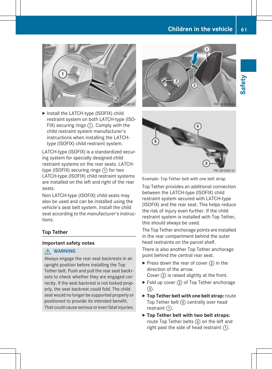 Safety, Children in the vehicle | Mercedes-Benz CLA-Class 2014 Owners Manual User Manual | Page 63 / 358