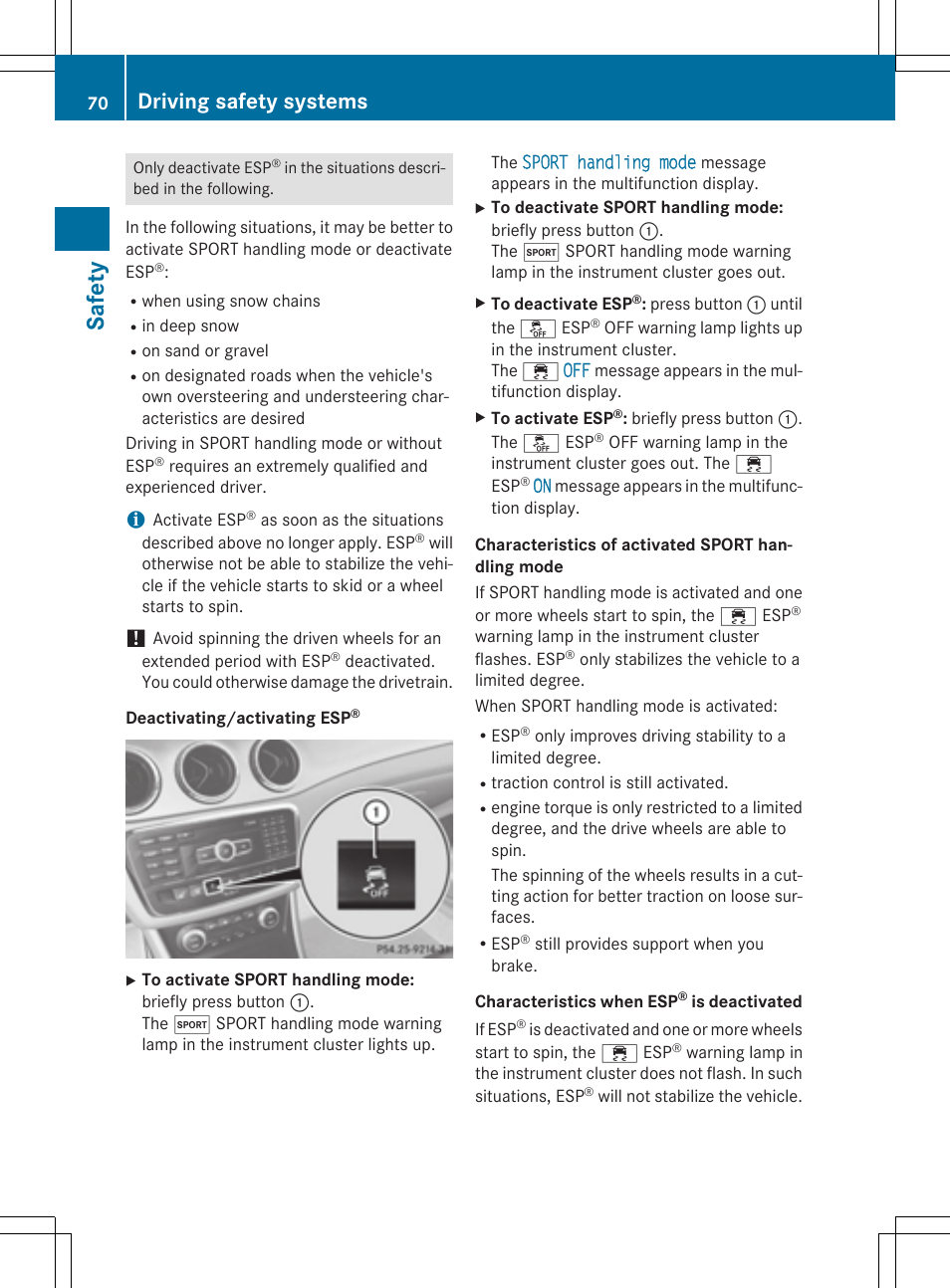 Safety, Driving safety systems | Mercedes-Benz CLA-Class 2014 Owners Manual User Manual | Page 72 / 358