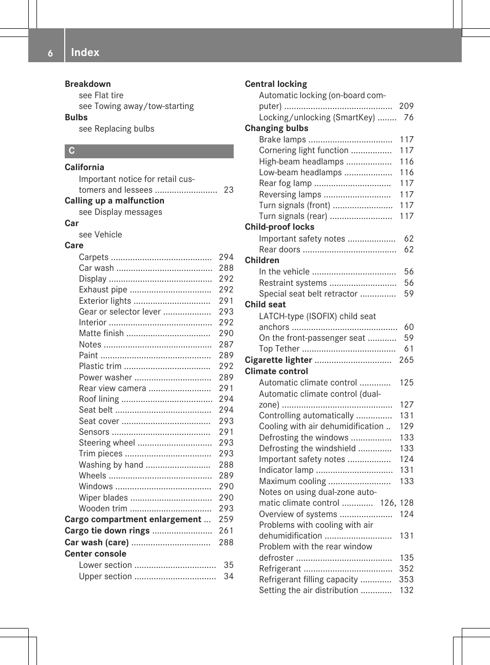 Index | Mercedes-Benz CLA-Class 2014 Owners Manual User Manual | Page 8 / 358
