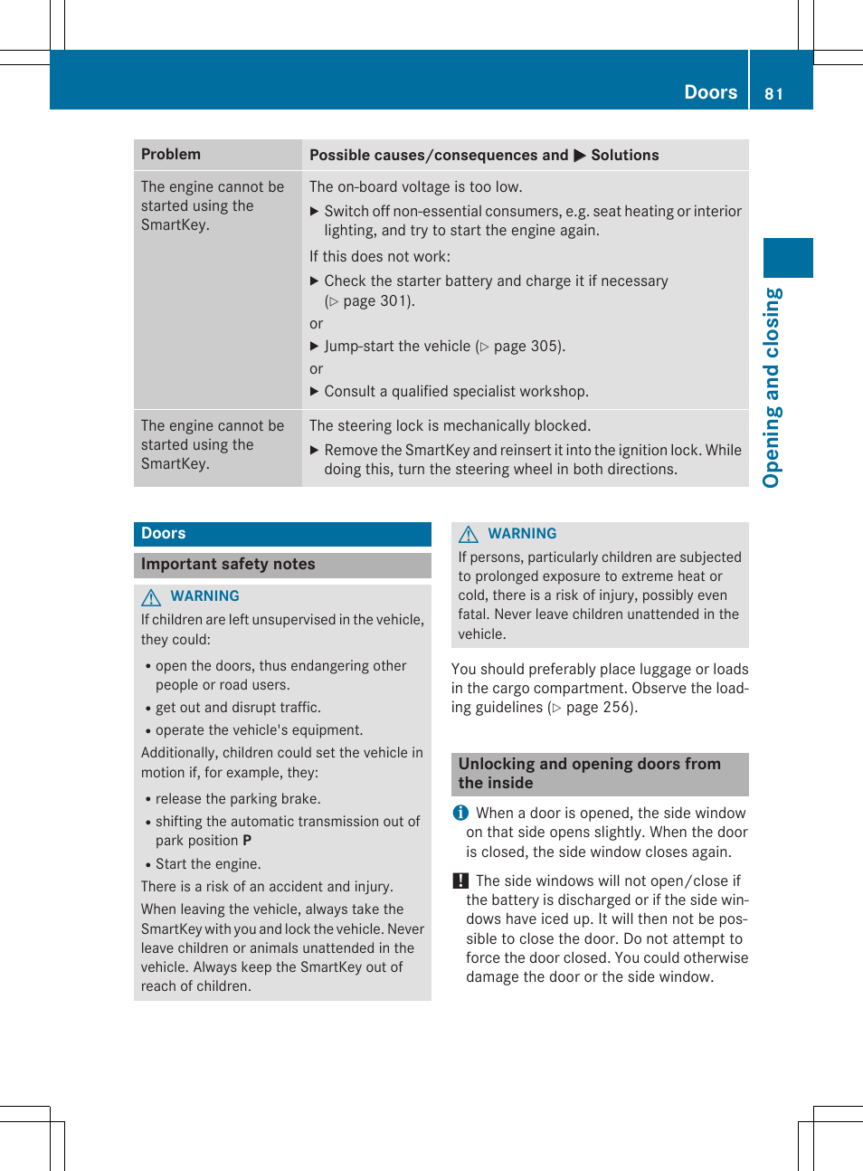 Opening and closing, Doors | Mercedes-Benz CLA-Class 2014 Owners Manual User Manual | Page 83 / 358