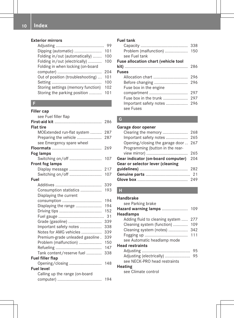 Index | Mercedes-Benz C-Coupe 2013 Owners Manual User Manual | Page 12 / 350