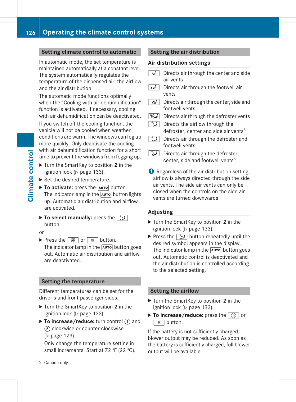 Climate control, Operating the climate control systems | Mercedes-Benz C-Coupe 2013 Owners Manual User Manual | Page 128 / 350