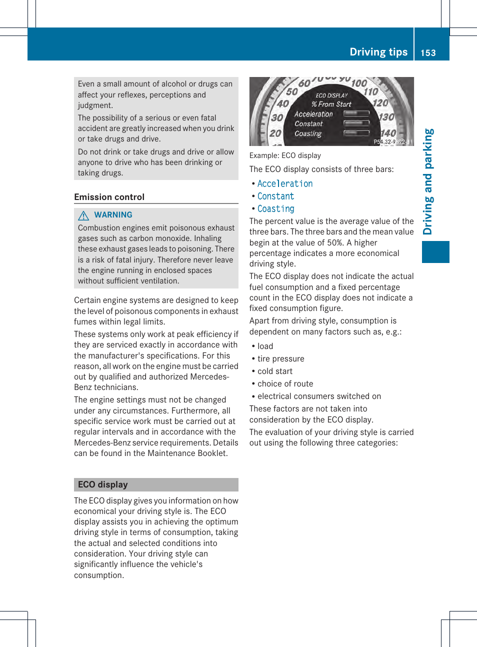 Driving and parking, Driving tips | Mercedes-Benz C-Coupe 2013 Owners Manual User Manual | Page 155 / 350