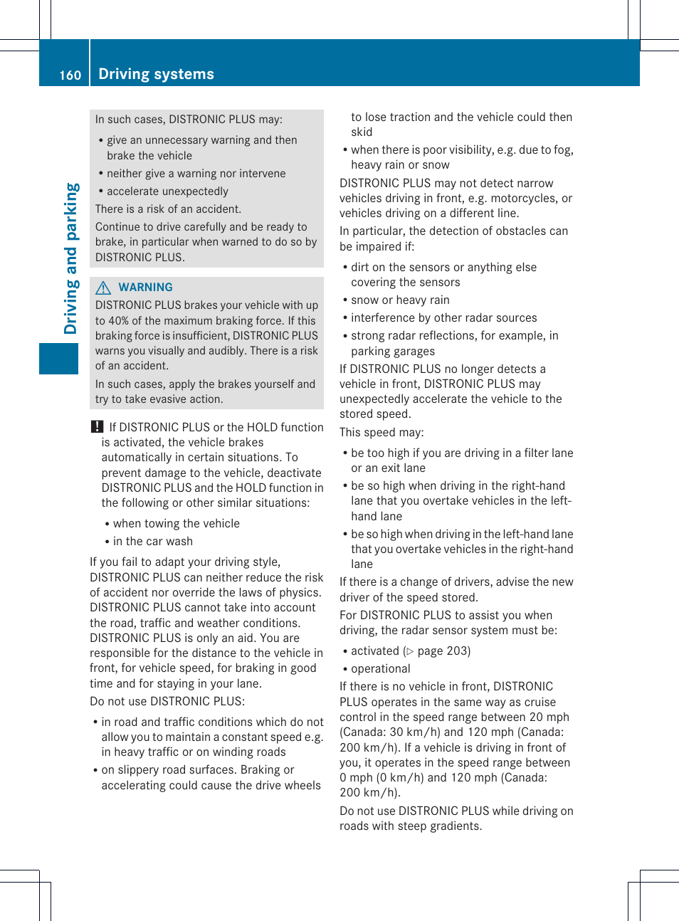Driving and parking, Driving systems | Mercedes-Benz C-Coupe 2013 Owners Manual User Manual | Page 162 / 350