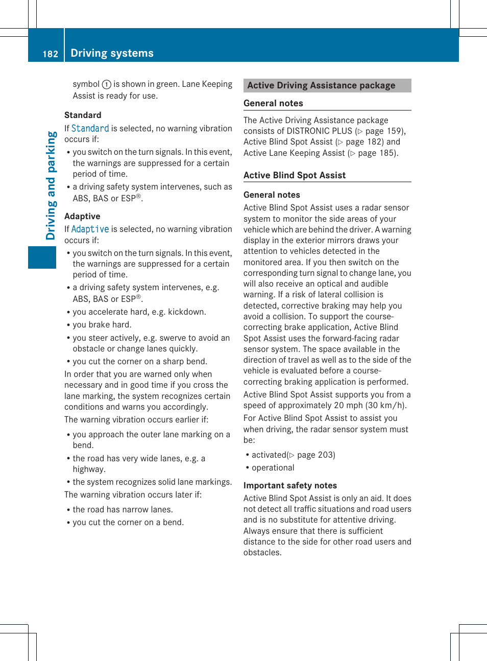 Driving and parking, Driving systems | Mercedes-Benz C-Coupe 2013 Owners Manual User Manual | Page 184 / 350