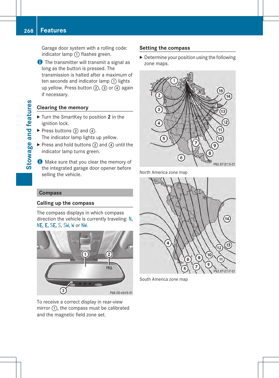 Stowage and feat ures, Features | Mercedes-Benz C-Coupe 2013 Owners Manual User Manual | Page 270 / 350