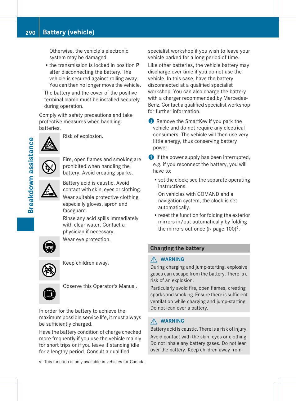 Breakdown assistance, Battery (vehicle) | Mercedes-Benz C-Coupe 2013 Owners Manual User Manual | Page 292 / 350