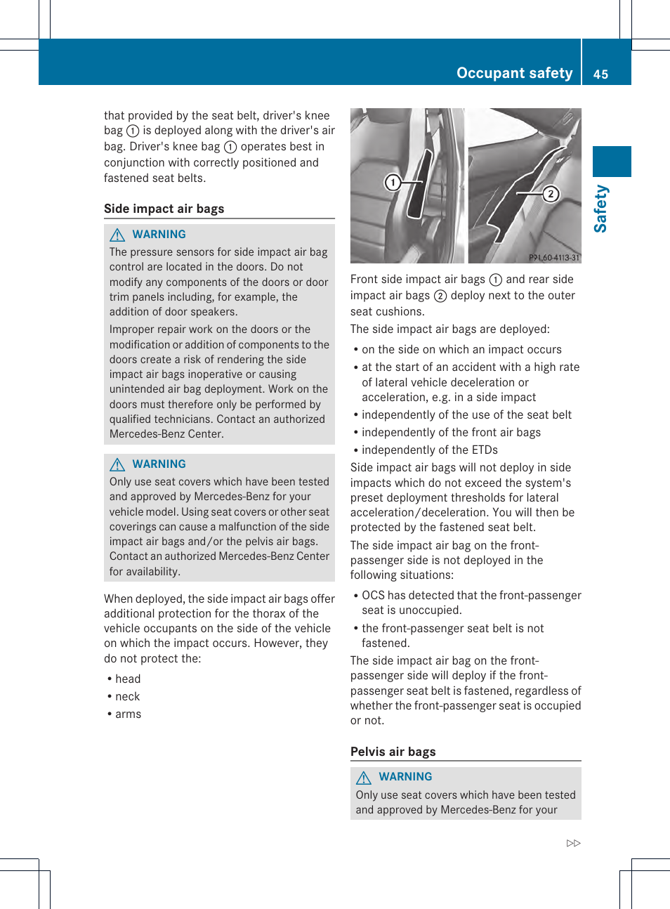 Safety, Occupant safety | Mercedes-Benz C-Coupe 2013 Owners Manual User Manual | Page 47 / 350