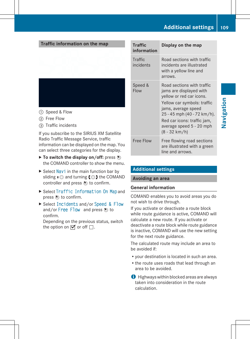 Navi gati on, Additional settings | Mercedes-Benz SLS-Class 2013 COMAND Manual User Manual | Page 111 / 274