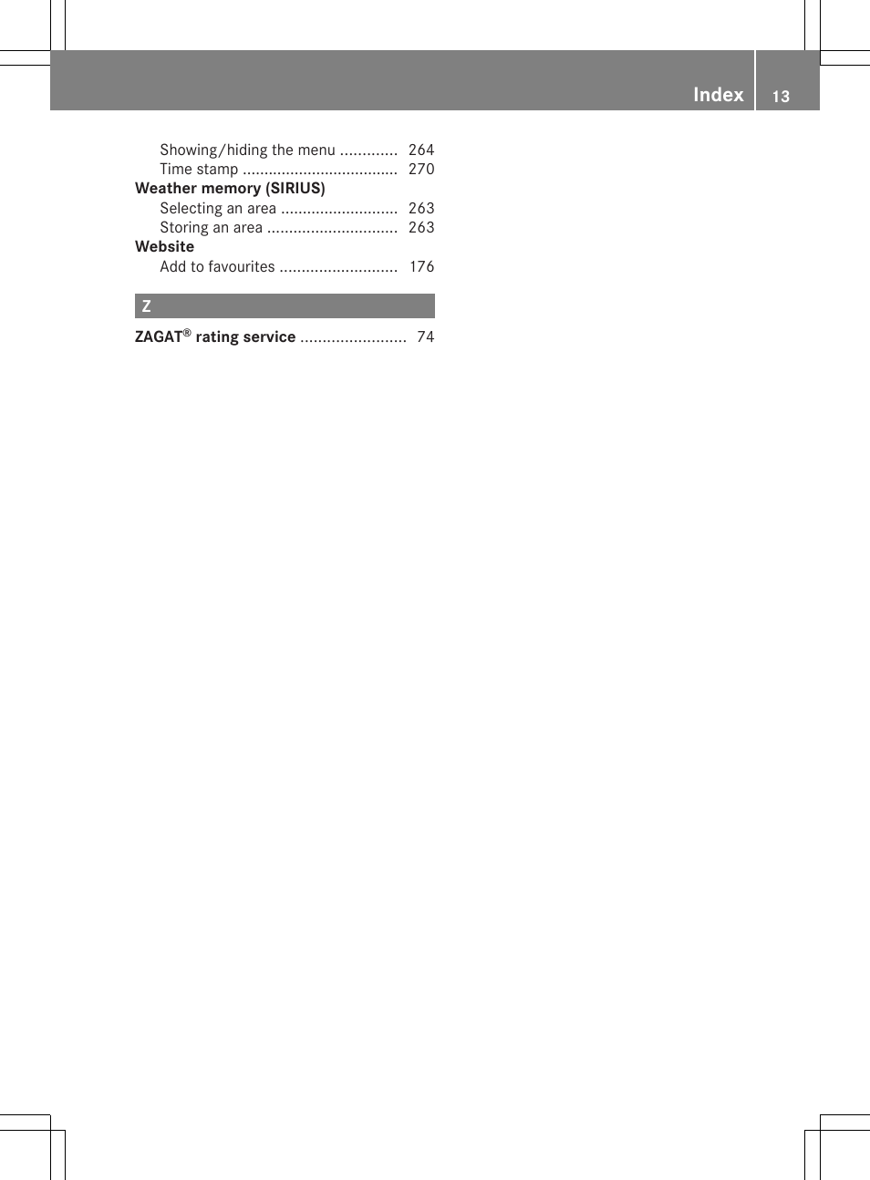 Index | Mercedes-Benz SLS-Class 2013 COMAND Manual User Manual | Page 15 / 274
