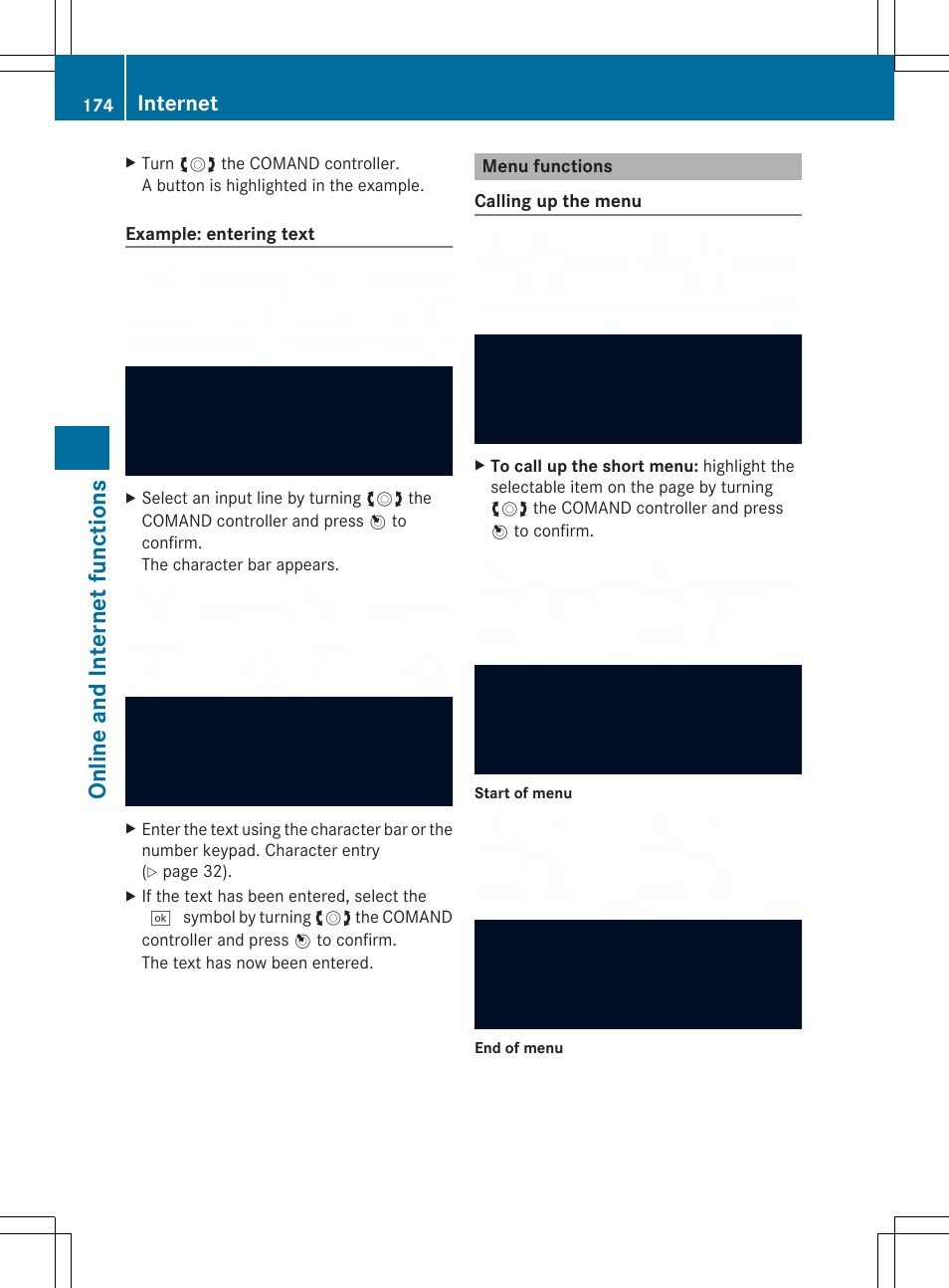 Online and internet functions, Internet | Mercedes-Benz SLS-Class 2013 COMAND Manual User Manual | Page 176 / 274