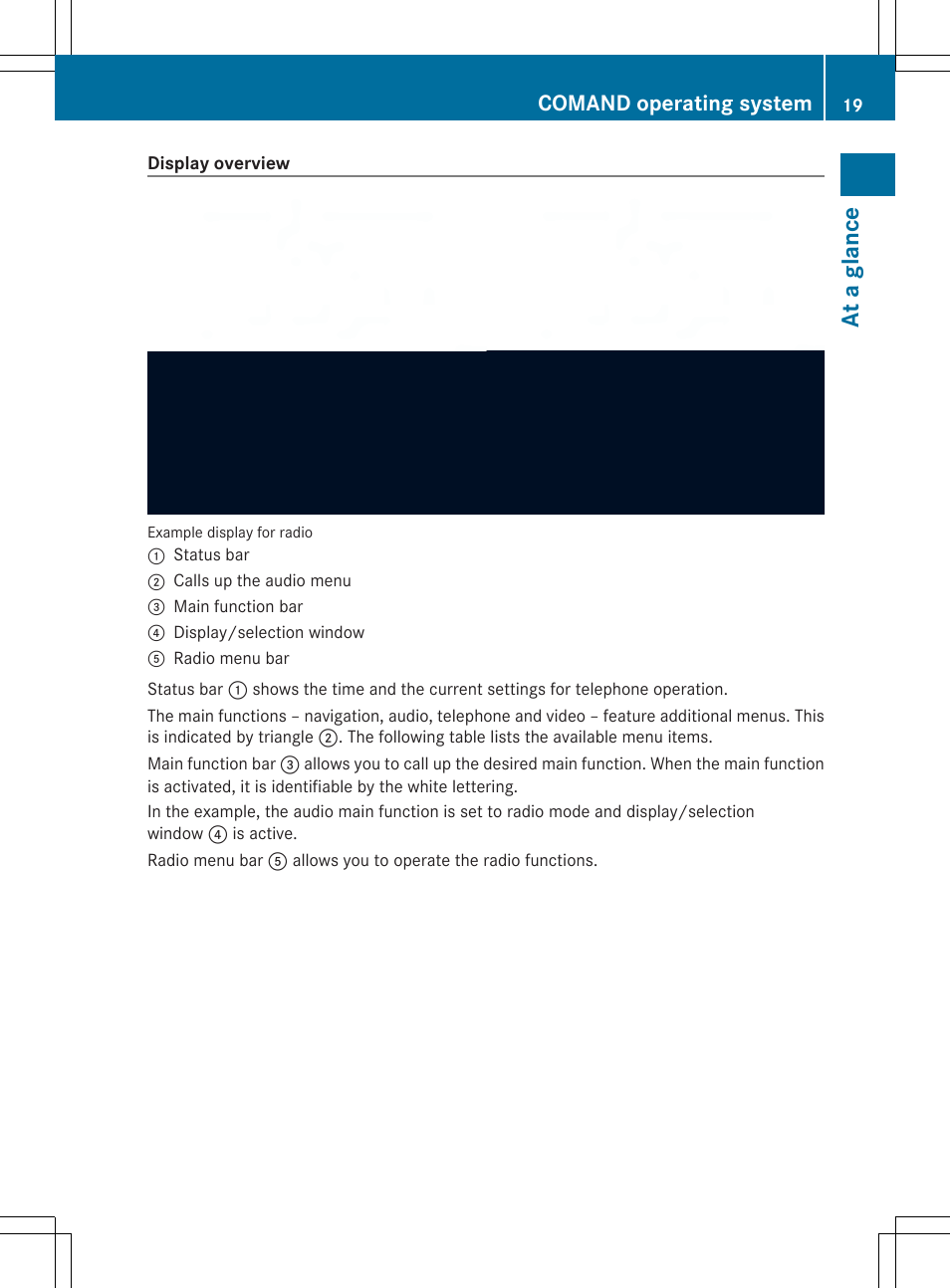 At a gla nce, Comand operating system | Mercedes-Benz SLS-Class 2013 COMAND Manual User Manual | Page 21 / 274