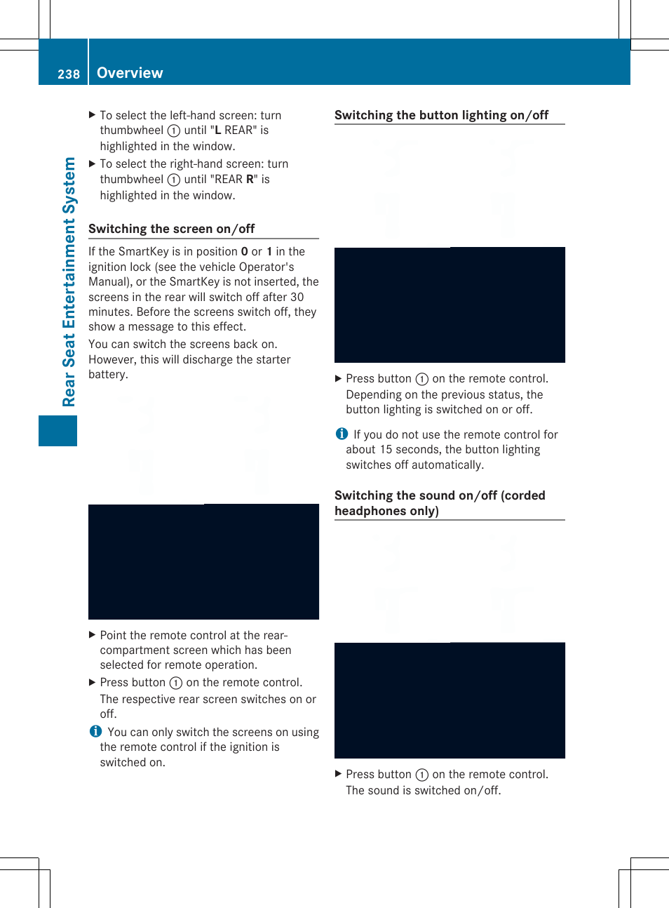 Rear seat entertainment system, Overview | Mercedes-Benz SLS-Class 2013 COMAND Manual User Manual | Page 240 / 274