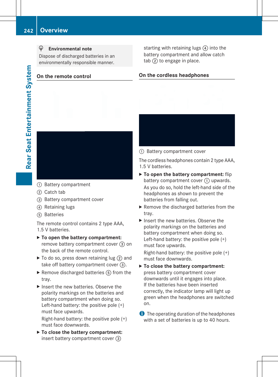 Rea rseat enter ta inm ent syst em, Overview | Mercedes-Benz SLS-Class 2013 COMAND Manual User Manual | Page 244 / 274