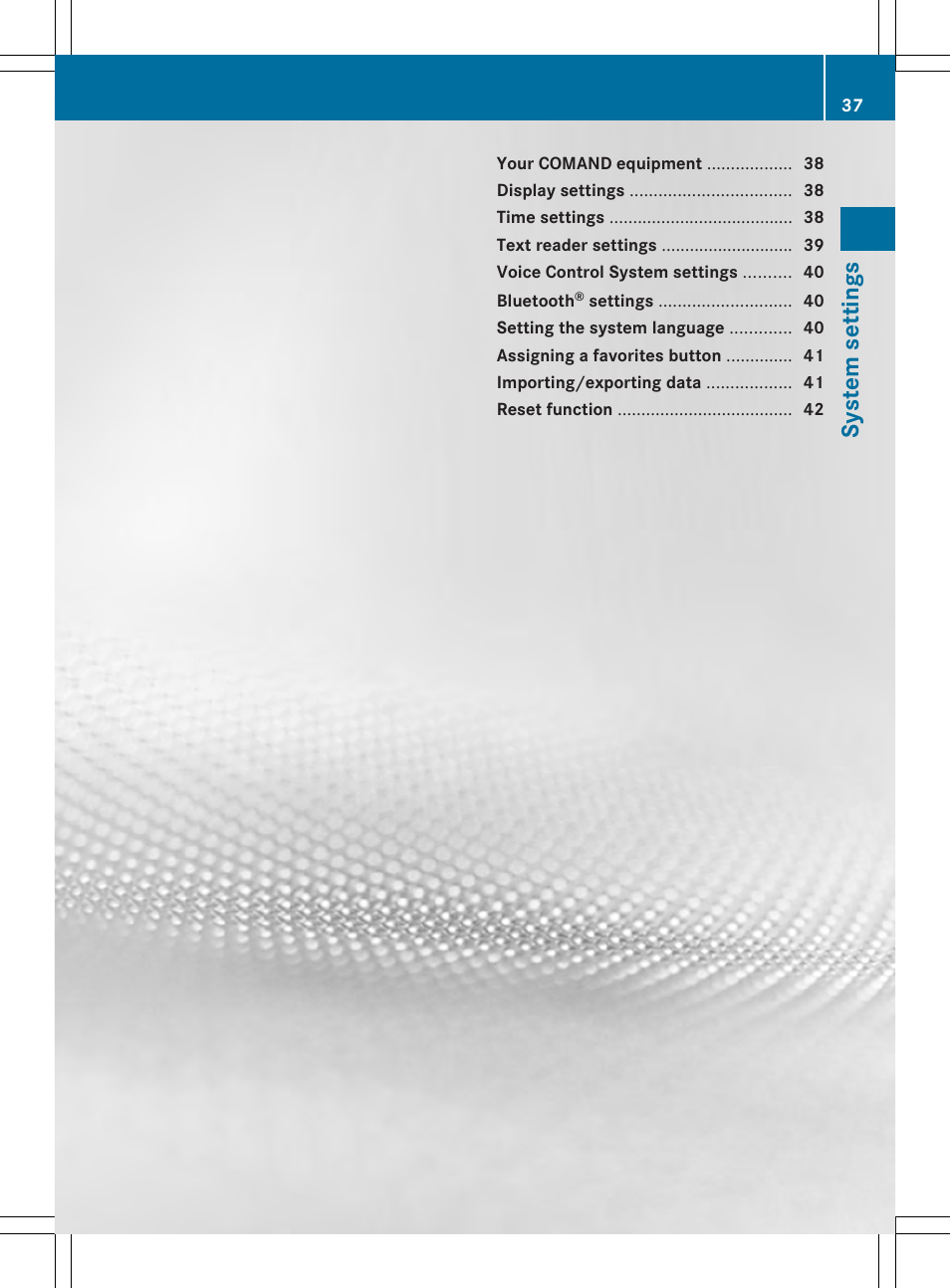 System sett ings | Mercedes-Benz SLS-Class 2013 COMAND Manual User Manual | Page 39 / 274