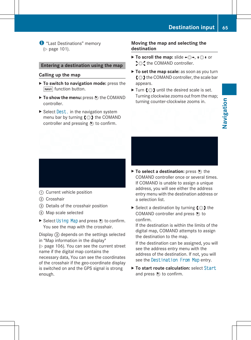Navigation, Destination input | Mercedes-Benz SLS-Class 2013 COMAND Manual User Manual | Page 67 / 274