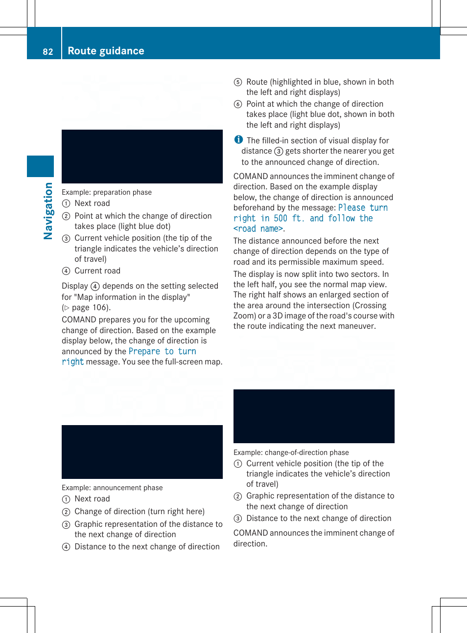 Navi gati on, Route guidance | Mercedes-Benz SLS-Class 2013 COMAND Manual User Manual | Page 84 / 274