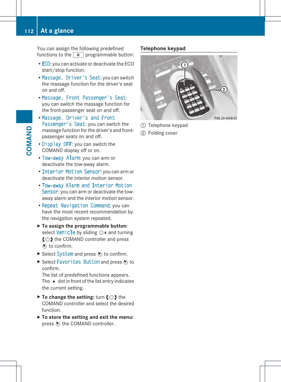 Coman d, At a glance | Mercedes-Benz CL-Class 2013 Owners Manual User Manual | Page 114 / 494