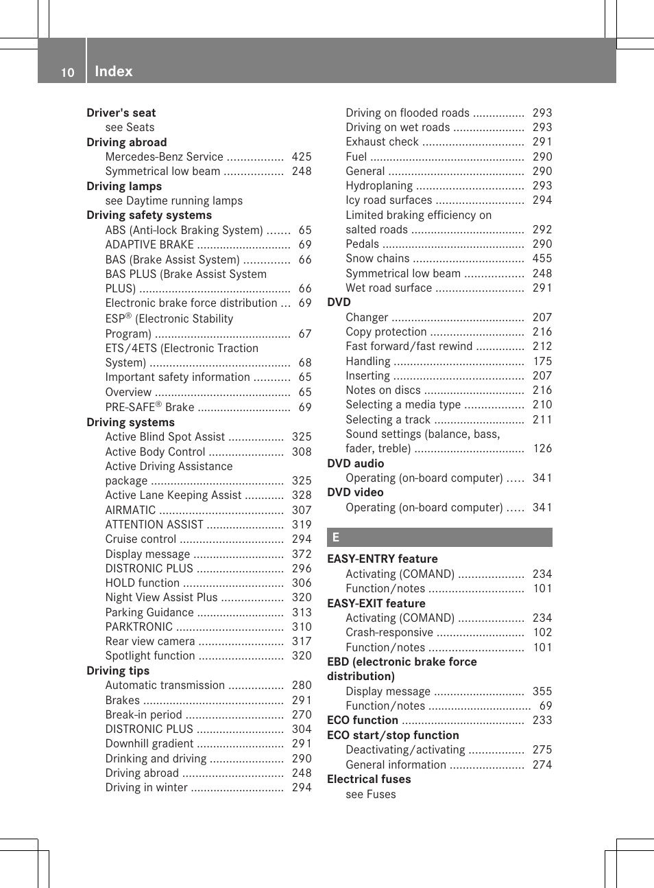 Index | Mercedes-Benz CL-Class 2013 Owners Manual User Manual | Page 12 / 494