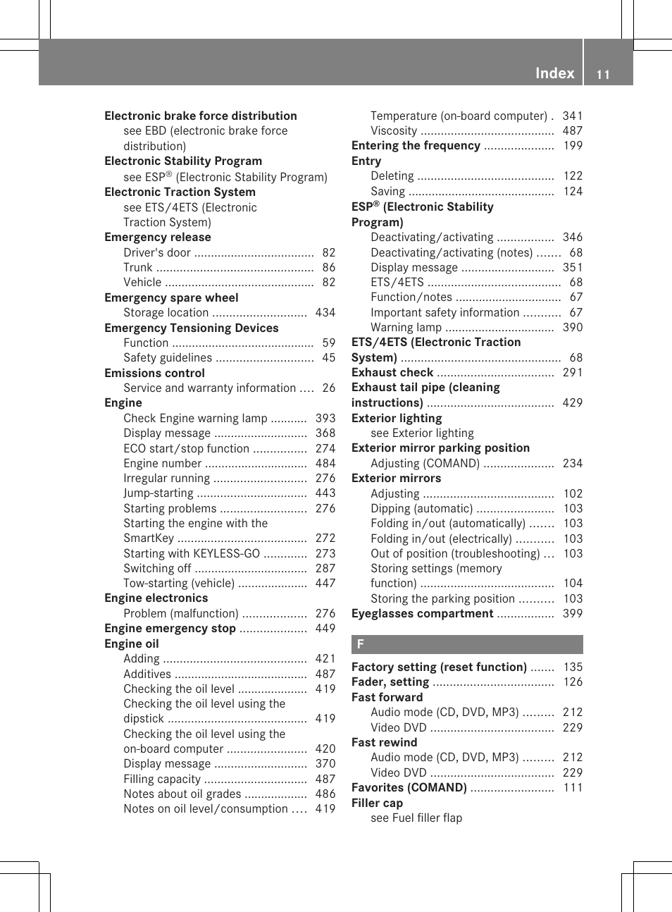 Index | Mercedes-Benz CL-Class 2013 Owners Manual User Manual | Page 13 / 494