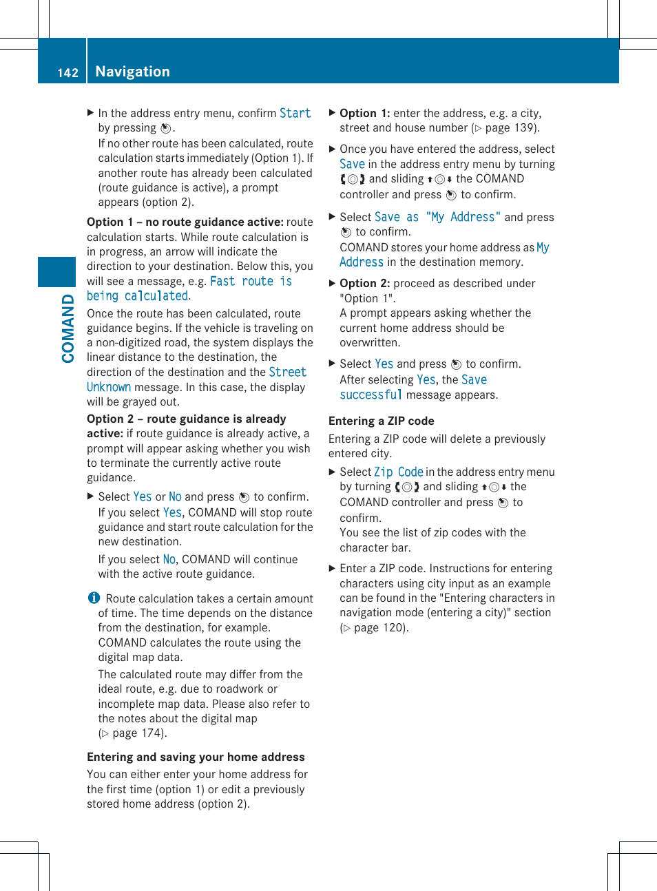 Comand, Navigation | Mercedes-Benz CL-Class 2013 Owners Manual User Manual | Page 144 / 494