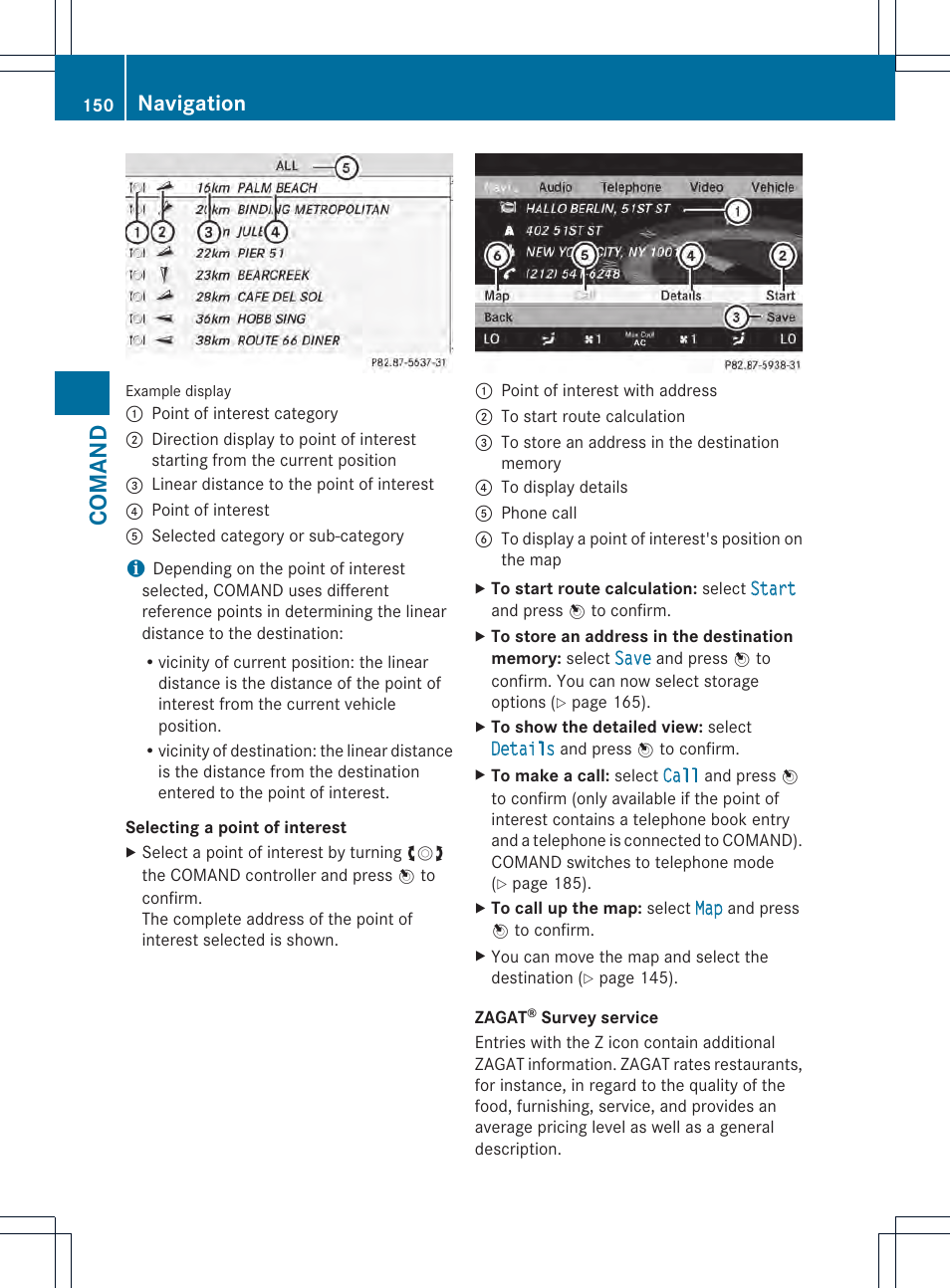 Comand, Navigation | Mercedes-Benz CL-Class 2013 Owners Manual User Manual | Page 152 / 494