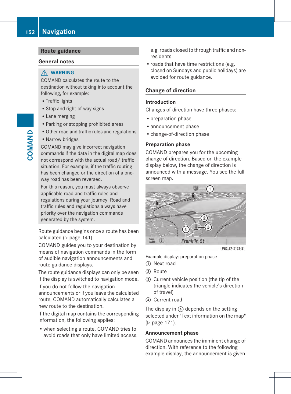 Comand, Navigation | Mercedes-Benz CL-Class 2013 Owners Manual User Manual | Page 154 / 494