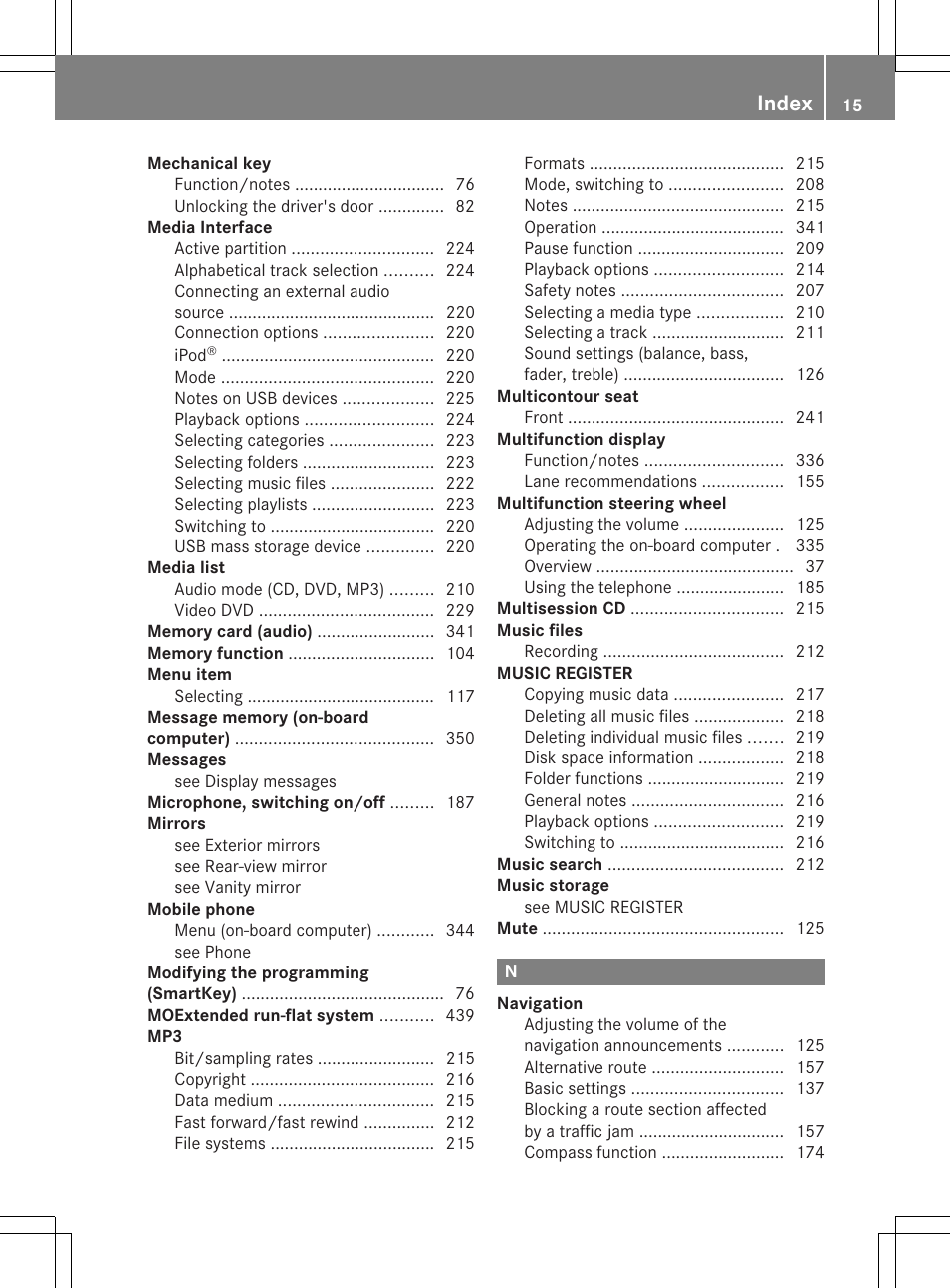 Index | Mercedes-Benz CL-Class 2013 Owners Manual User Manual | Page 17 / 494