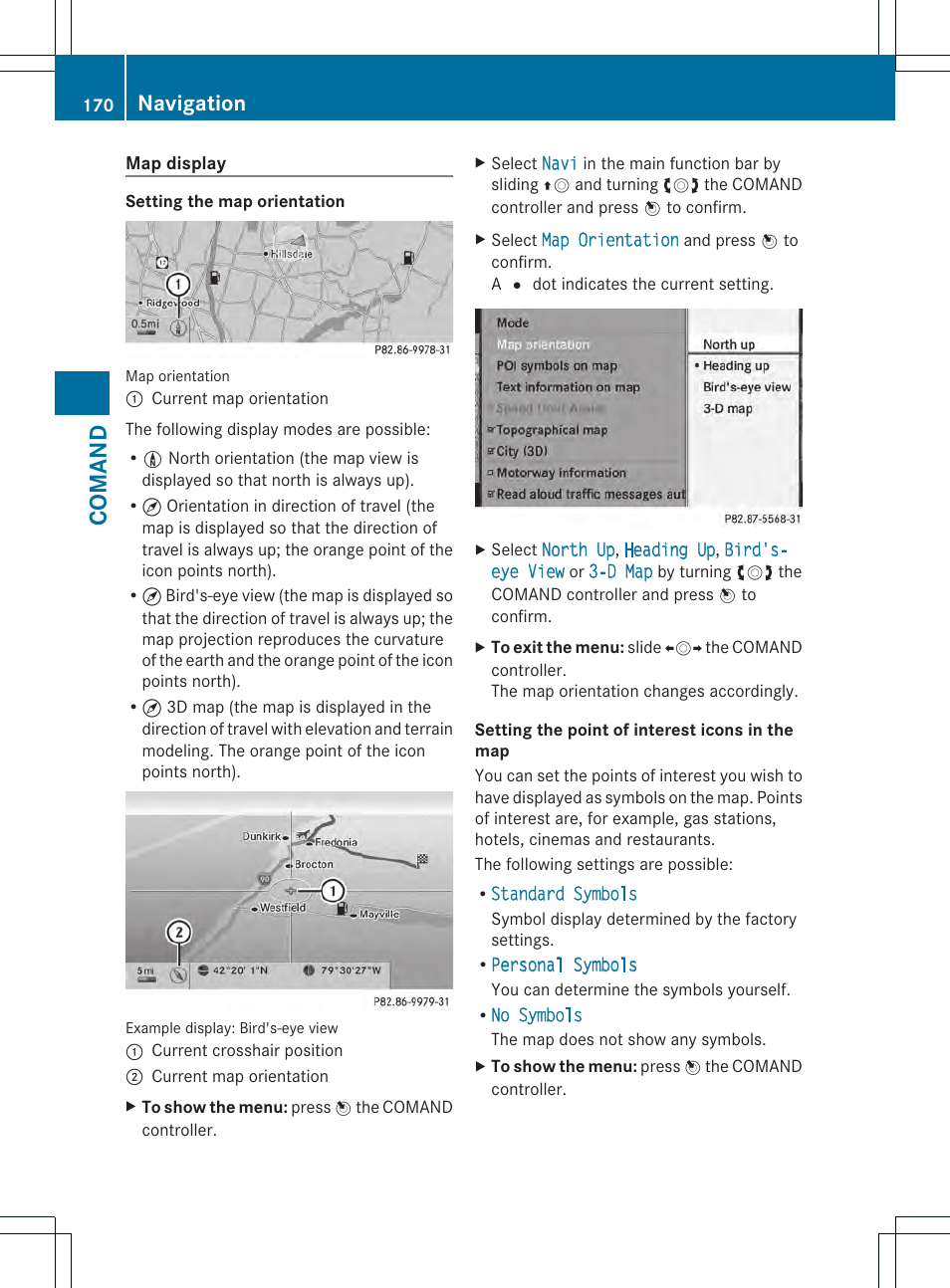 Comand, Navigation | Mercedes-Benz CL-Class 2013 Owners Manual User Manual | Page 172 / 494