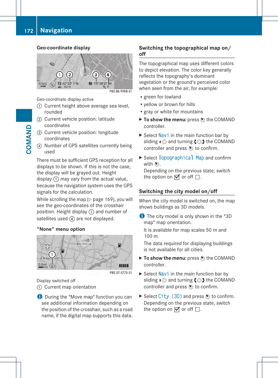 Comand, Navigation | Mercedes-Benz CL-Class 2013 Owners Manual User Manual | Page 174 / 494