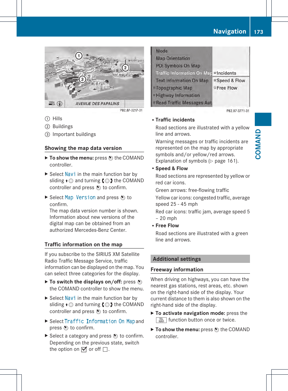 Comand, Navigation | Mercedes-Benz CL-Class 2013 Owners Manual User Manual | Page 175 / 494