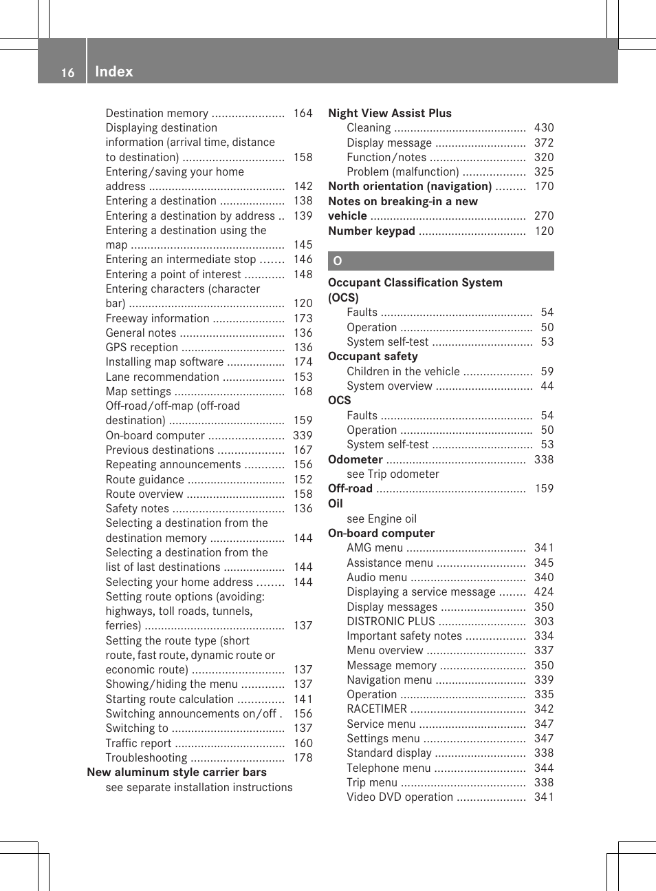 Index | Mercedes-Benz CL-Class 2013 Owners Manual User Manual | Page 18 / 494