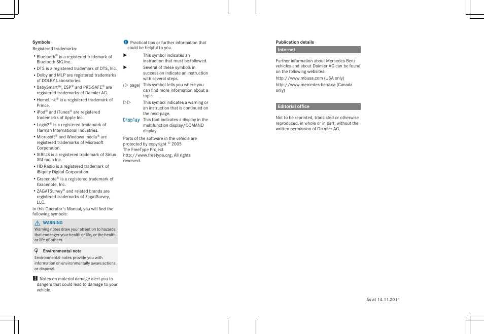 Mercedes-Benz CL-Class 2013 Owners Manual User Manual | Page 2 / 494