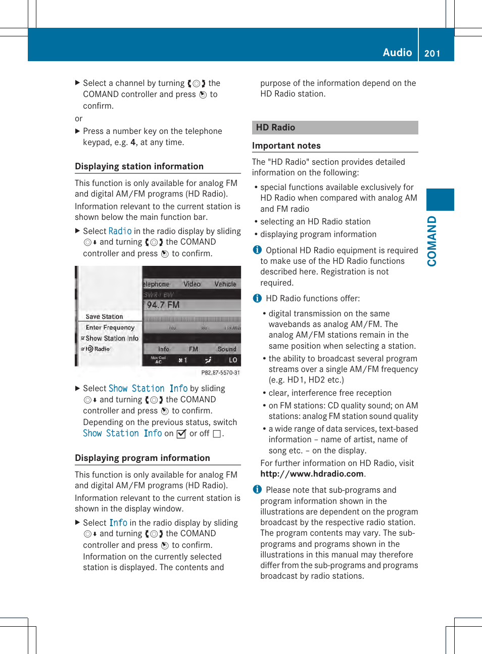 Comand, Audio | Mercedes-Benz CL-Class 2013 Owners Manual User Manual | Page 203 / 494