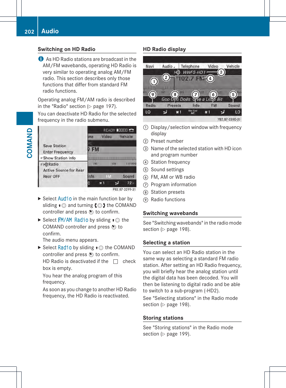 Comand, Audio | Mercedes-Benz CL-Class 2013 Owners Manual User Manual | Page 204 / 494