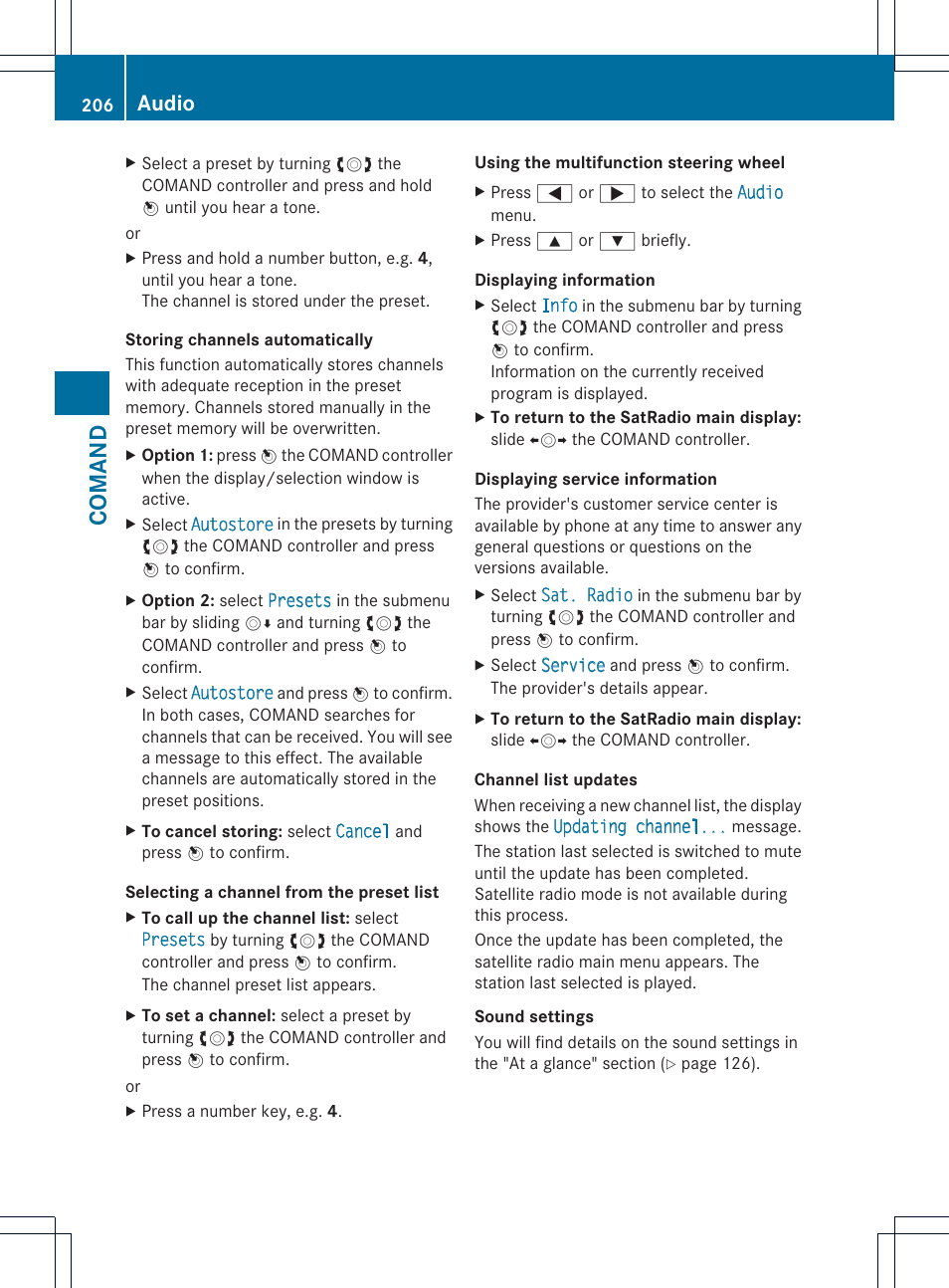 Comand, Audio | Mercedes-Benz CL-Class 2013 Owners Manual User Manual | Page 208 / 494