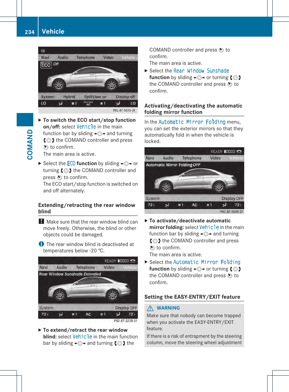 Coman d, Vehicle | Mercedes-Benz CL-Class 2013 Owners Manual User Manual | Page 236 / 494